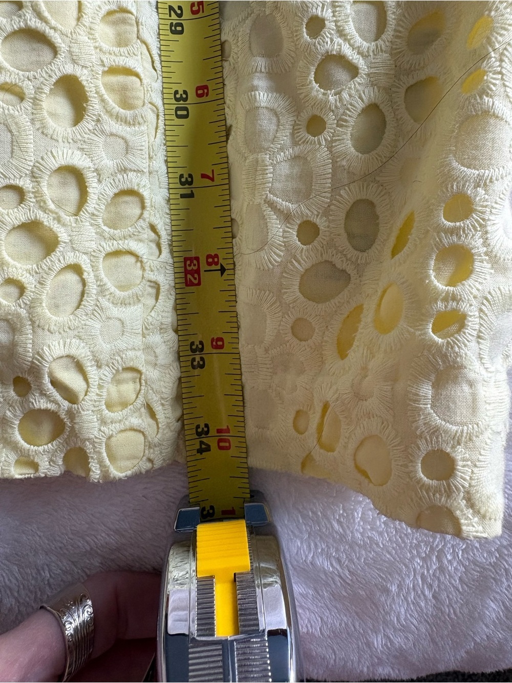Tommy Hilfiger Butter Yellow Eyelet V-Neck Sleeveless Mini Dress - Picture 12 of 17